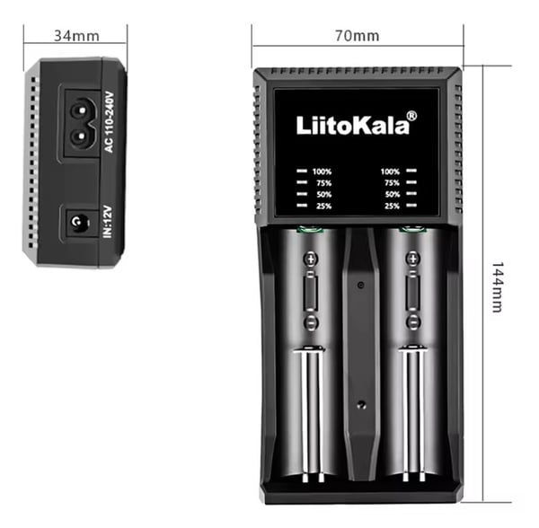 Universel lader til genopladelige batterier AAA 18650 LiitoKala Lii-PL2
