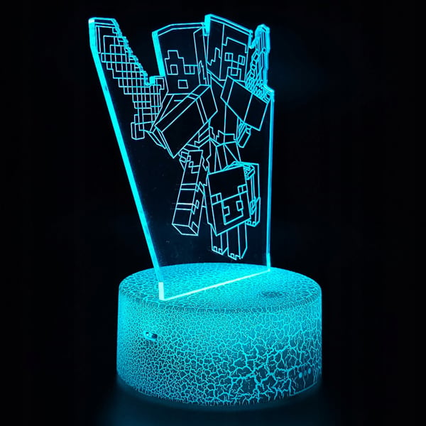 Pöytäyövalaisin lapsille Minecraft Creeper 16 LED 3D + kaukosäädin