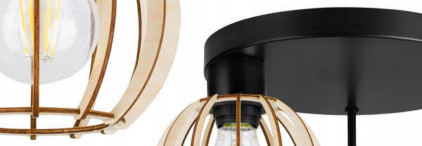 MODERN LED-TAKLAMPA I TRÄ