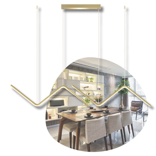 Zigzag-guld loftspendellampe med integreret LED, moderne, til køkkenø