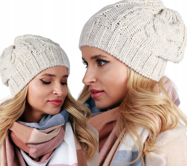 Beige damhatt med tjock väv - A4