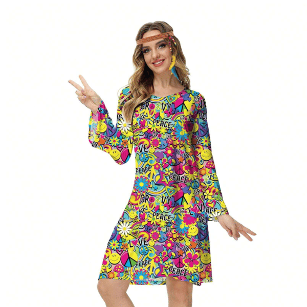 Hippie hippie kostume Sankt Andreas dag karnevalskjole pandebånd 60'erne 70'erne 80'erne