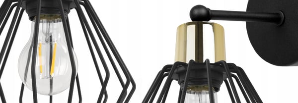 VÆGLAMPE, FIRKANTET LAMPE, METALLAMPE, TRÅD, LED