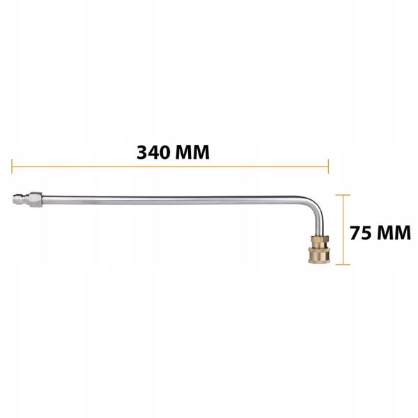 Rosfix sarjassa 5 pikakiinnitystulppaa korkeapainepesurille (0°, 15°, 25°, 40°, 60°) ja korkeapainepesulitsa 1/4" 34 cm taipunut 90°