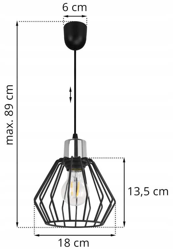 Hængelampe, loftslysekrone, trådskærm, LED