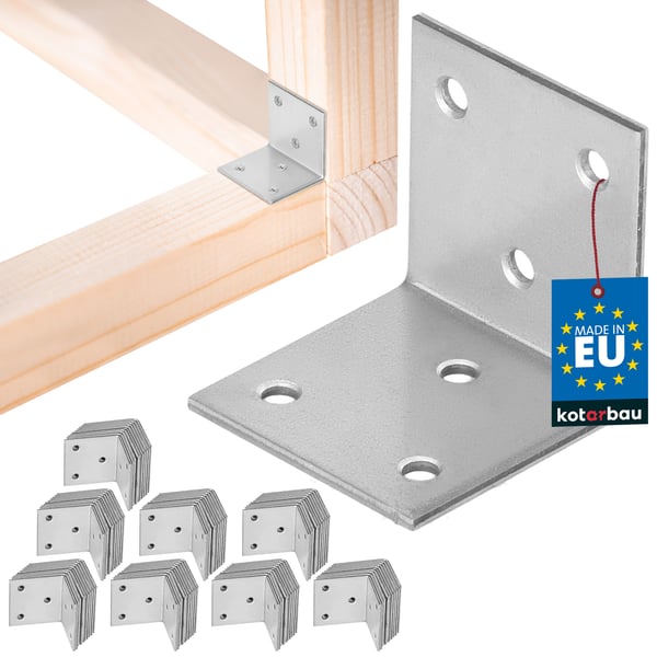 Kotarbau® Kirvesmiehen kulmaliitin ruostumatonta terästä sinkittyä 40 x 40 x 40 mm 100 kpl:n sarja