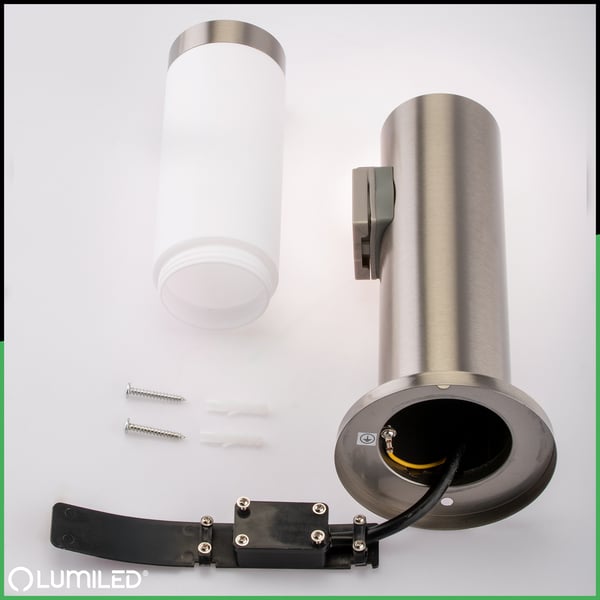Utomhuslampa E27 INOX STOLPE 45cm med uttag 230V Lilium LUMILED