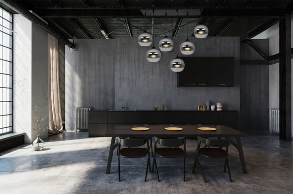 ELEGANT HÆNGELAMPE, GLASLAMPE, KROM LED