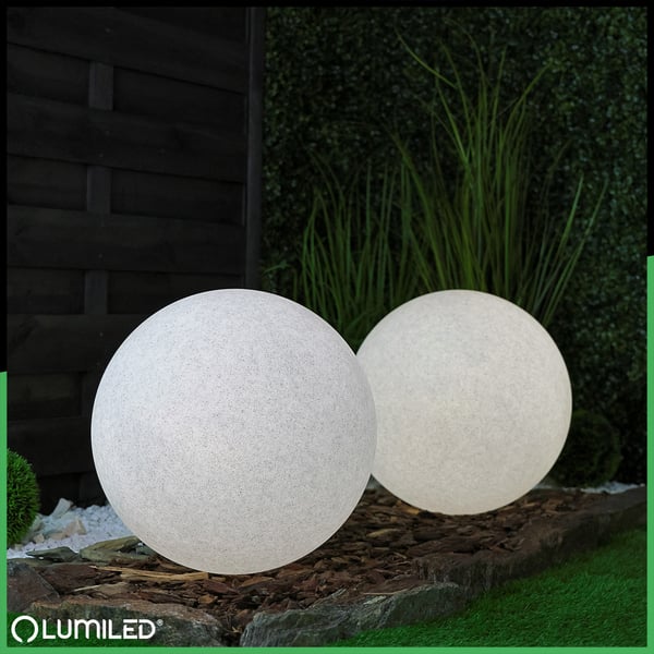 Havelampe udendørs STONE LED-kugle LUMIKULA 40cm E27 IP65 LUMILED