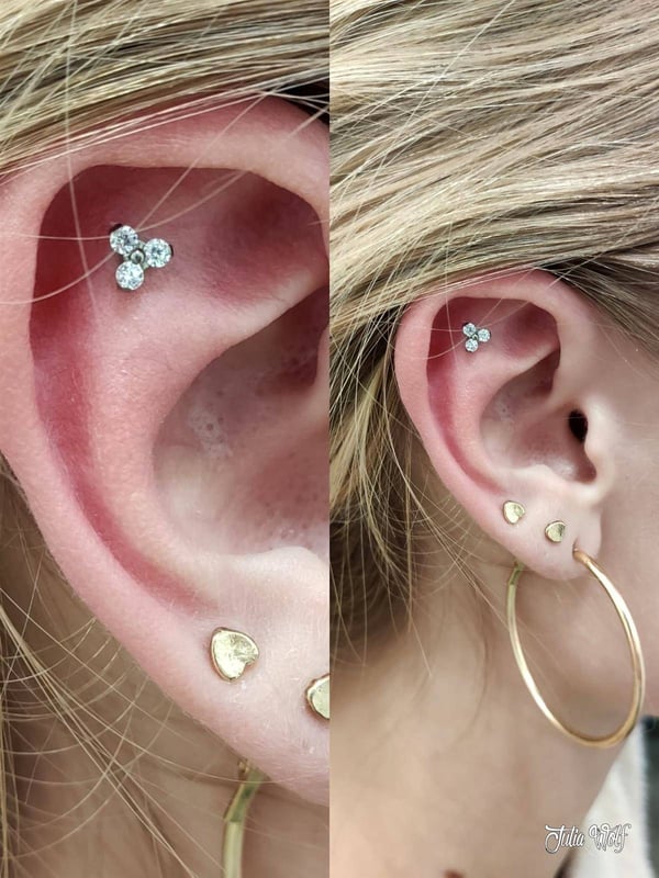 Titan labret med tre vita zirkoner 1,2/6/4