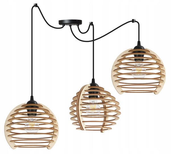 Hængende lampe, loftslysekrone, træ, LED lampeskærm