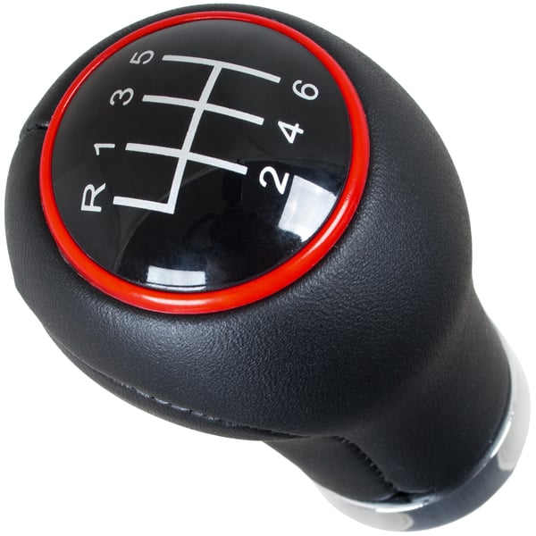 Audi Seat Skoda VW gearknalder sort med rødt bånd og krom 6 gear Audi Seat Skoda VW gearknalder sort med rødt bånd og krom 6 gear