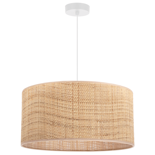 HVID RATTAN HÆNGELAMPE 1 FLAD RATTAN LAMPESKÆRM 45CM