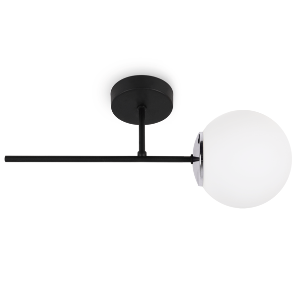 SIENA VÆGLAMPE SORT KROM 1 FLAD HVID LAMPE E14