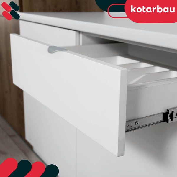 KOTARBAU Moderne møbelgreb i aluminium med sølvkant 128/148 mm sæt 10 stk