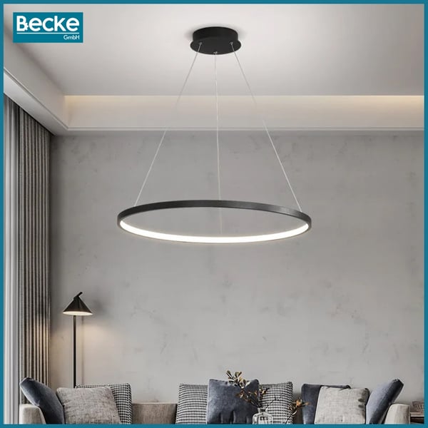 Ring LED-taklampa mattsvart 25W modern industriell hängande