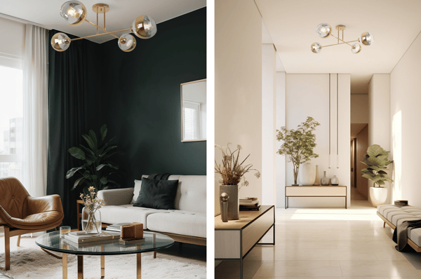 ASTURIA GULD LOFTLAMPE 4 FLADE GYLDNE LAMPESKÆRME E27