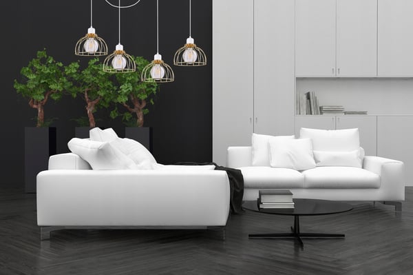Lofthængende lampe med lysekrone i gylden edderkop-stil