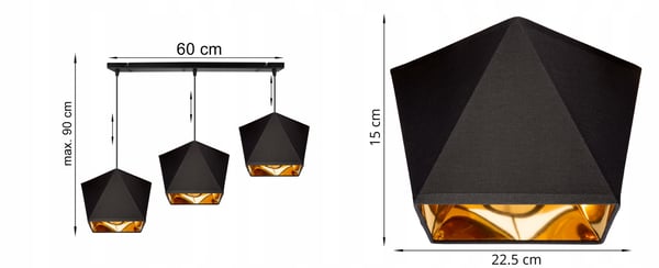Diamantgylden LED-loftlampe i midten