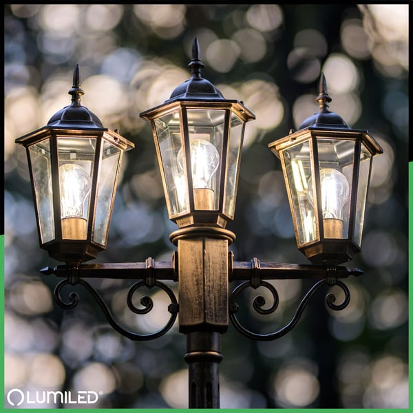 Ulkopuutarhavalaisin 3xE27 lyhtypylväs 2m Patina BELLIS LUMILED