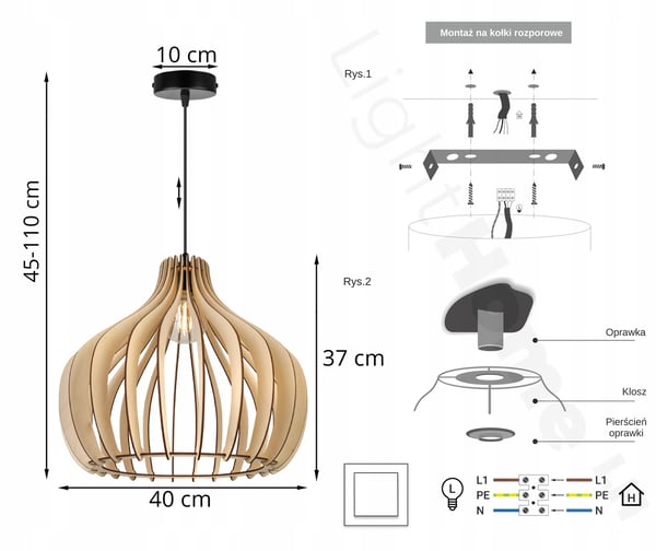 MODERN LED-TAKLAMPA I TRÄ