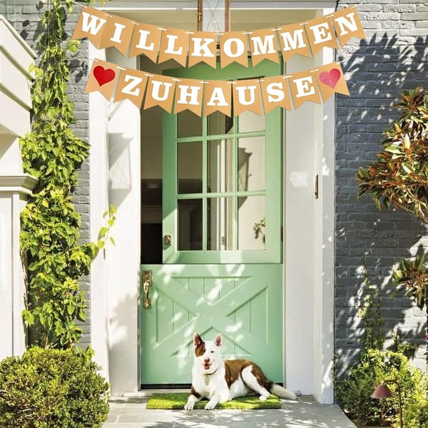 Velkommen kit balloner Willkommen zu Hause guirlande hvid og rød snor