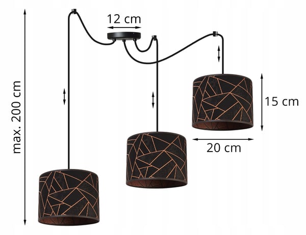 Lofthængende lampe, edderkoppemønster lampeskærm, kobber