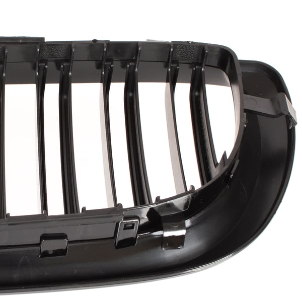 BMW 3 E46 FL 01-15 SEDAN / KOMBI gitter mellem forlygterne (nyrerne) venstre + højre sæt SORT GLOSSY DOBBELT BAR