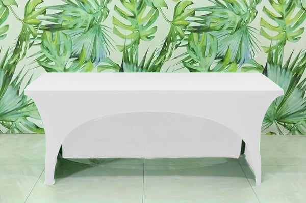 DUK elastiskt rektangulärt konferensbord 180x76 cm öppen rygg vit