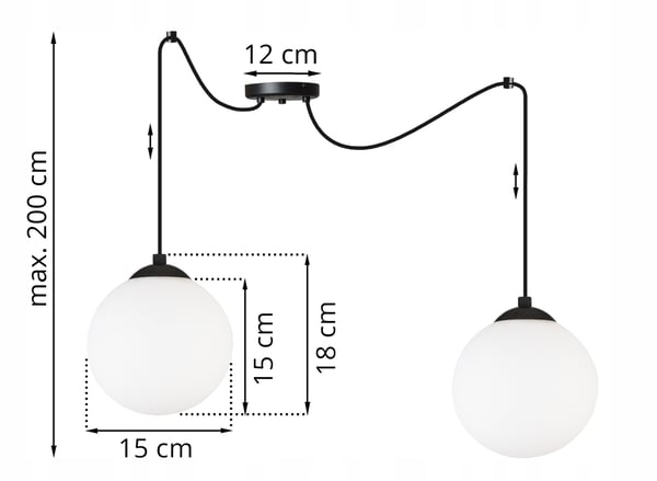 Lofthængelampe Spider Ball sort LED 15cm