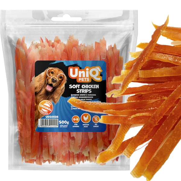 Hundgodis Mjuka Kycklingstrimlor UniQ Pets 500g