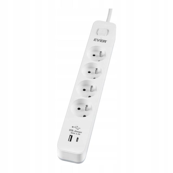 Ever Proect 4PL 1A1C USB Ylijännitesuoja 1,5 m Valkoinen