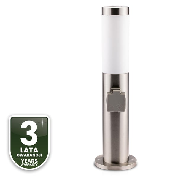 Utomhuslampa E27 INOX STOLPE 45cm med uttag 230V Lilium LUMILED