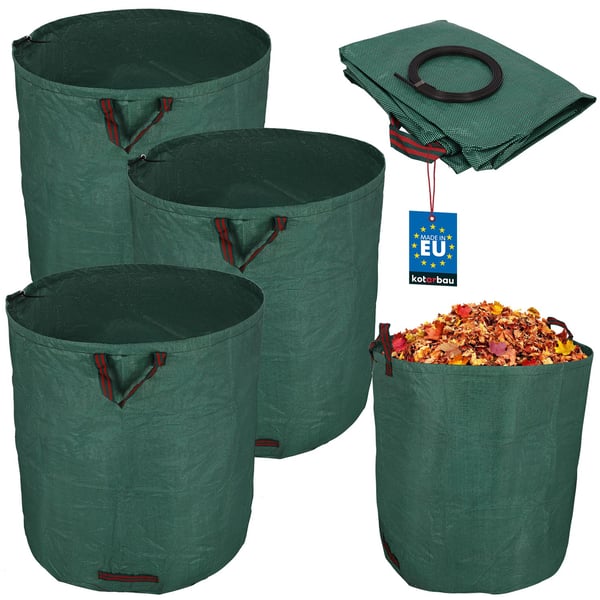 Trädgårdskorg för löv och gräs, rund, hopfällbar, stor, 635 l, set om 3
