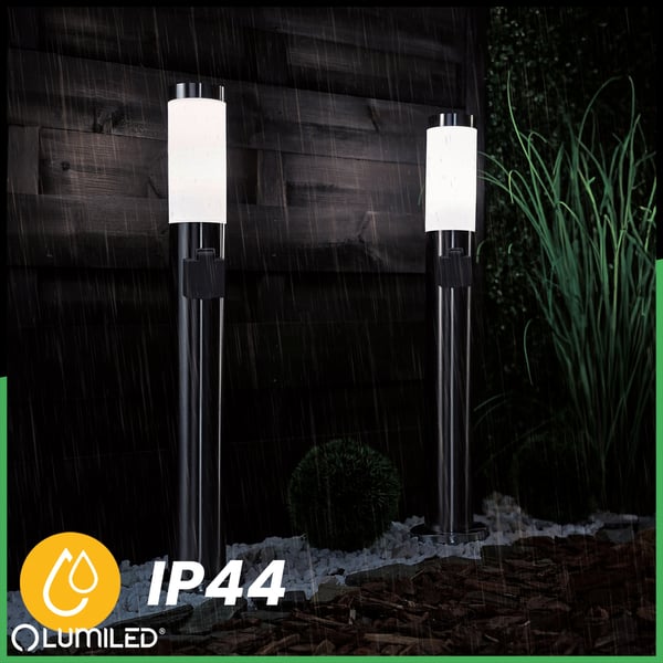 Trädgårdslampa utomhus E27 INOX stolpe 65cm med uttag 230V Lilium LUMILED