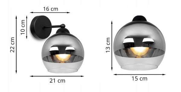 ELEGANT VÆGLAMPE, GLAS, KROM LAMPE, LED