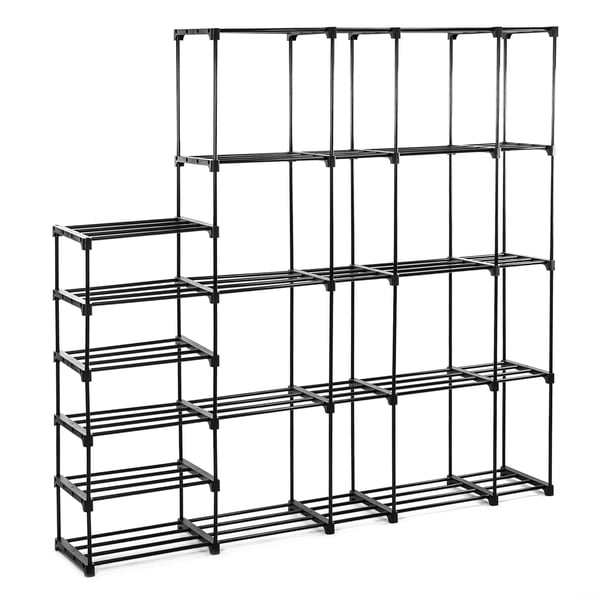 Modulær garderobe, foldbar, metalramme, hylde, tøjstativ, sko