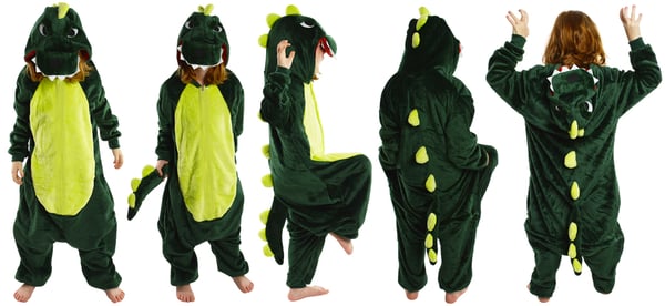 Barnens kigurumi-pyjamas med dinosaurier i ett stycke för Sankt Andreas dag, 146-152 Barnens dinosauriepyjamas i ett stycke - 98-104