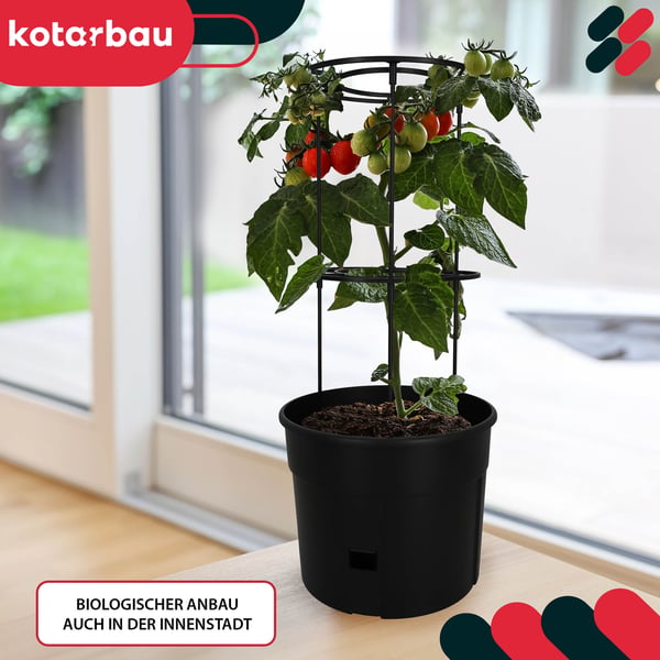 Kruka för tomatodling med stege för balkongen, svart, 39 cm, set om 4