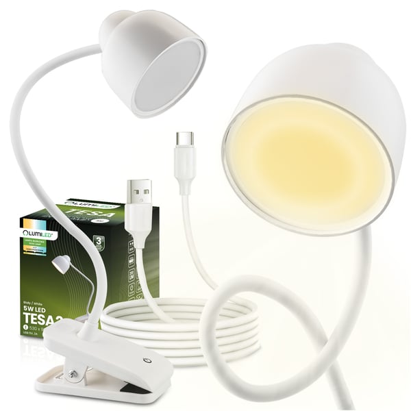 Pöytävalaisin LED 5W CCT Piirustus Koulu TESA 2 Valkoinen LUMILED