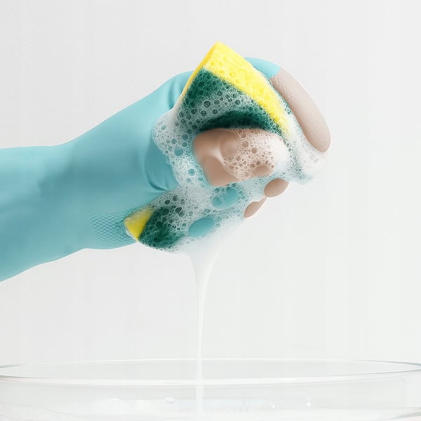 Vergionic gummihandskar 11" flockade arbetshandskar 2 par för hushållsbruk