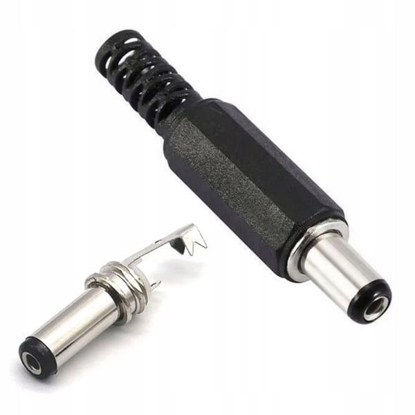 DC-kontakt hona 5,5/2,1 mm lödd till kabel