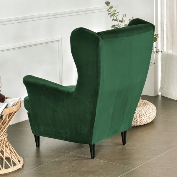 Wingback-tuolin päällinen, joustava sametti, XL, vihreä, yleisistuin