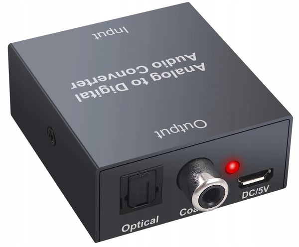 CINCH 2xRCA TIL TOSLINK SPDIF KONVERTER AUX ADAPTER ANALOG -> DIGITAL