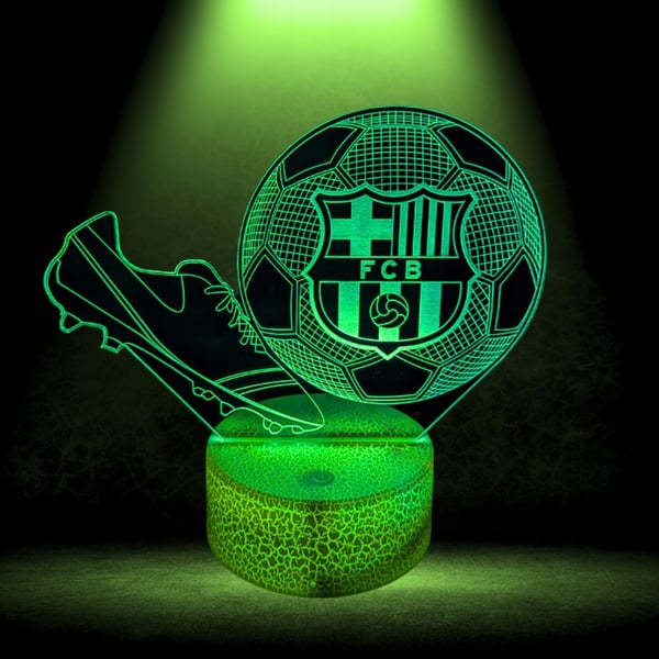 Nattbordslampa för barn FC Barcelona Fotboll 16 LED 3D + Fjärrkontroll