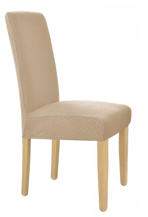 Beige elastiskt jacquard stolskydd