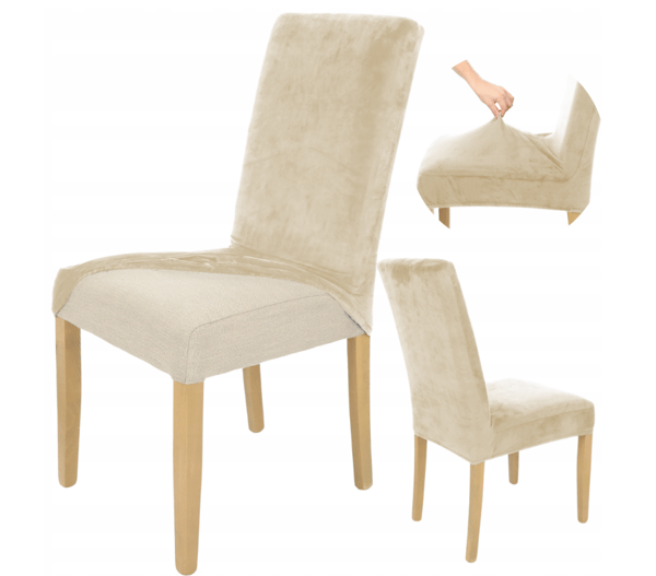 BEIGE kashmirsamettinen joustava tuolinpäällinen [10W-BKA]