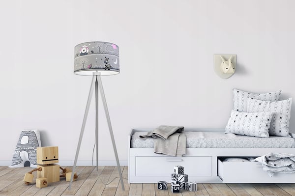 LOFT BØRNESTATIV LAMPE, LAMPESKÆRM, MØNSTER, LED