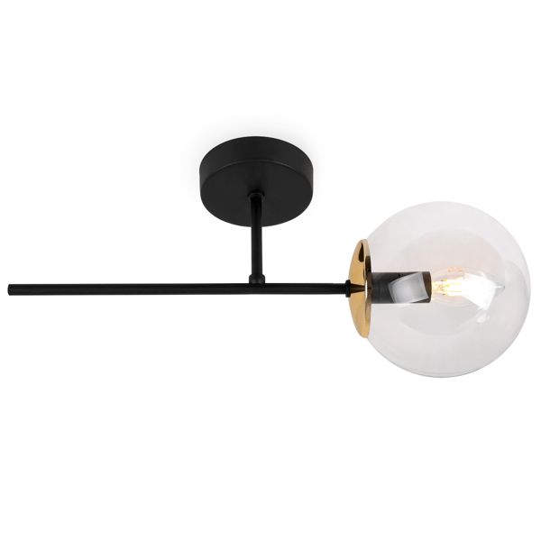 SIENA SORT OG GULD VÆGLAMPE 1 FLAD KLAR LAMPE E14
