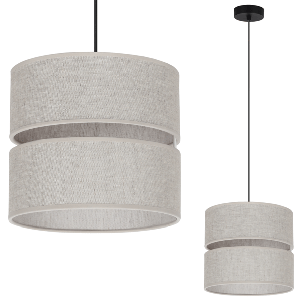 DUO SORT HØRHÆNGELAMPE 1 FLAD LAMPE BEIGE L01 L20CM